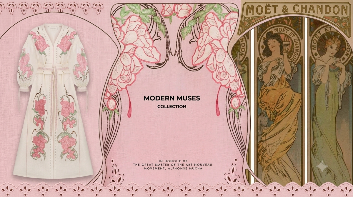 The Art Noveau Moët  Poster, Made Wearable My Sleeping Gypsy opens the Mucha Foundation's archive