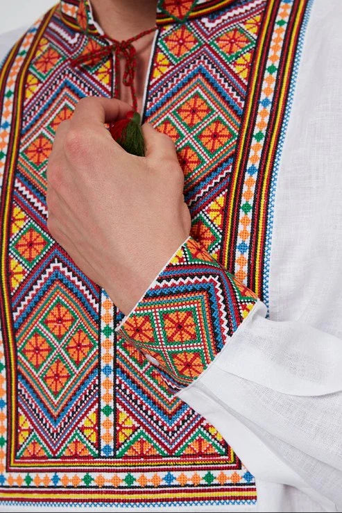 Camasa barbat model Carpathian din in broderie folk Foberini