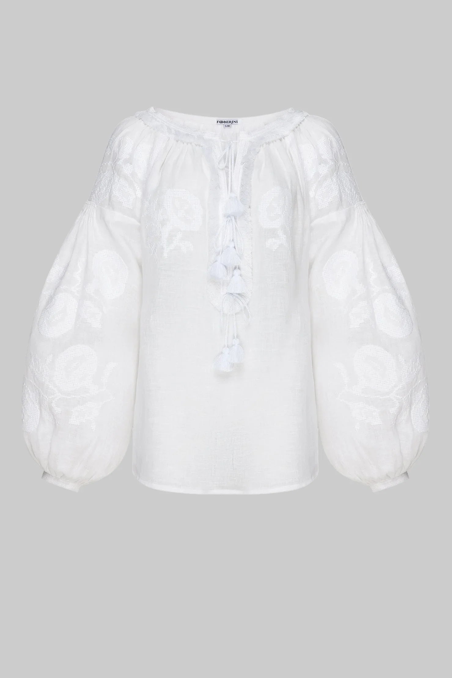 レディース 白リネン手刺繍ブラウス「White Lilly」FOBERINI | スロー