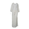 Loom-woven heirloom long white dress with silk openwork embroidery