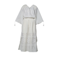 Hand-loomed white Romanian heritage midi dress with ajur openwork