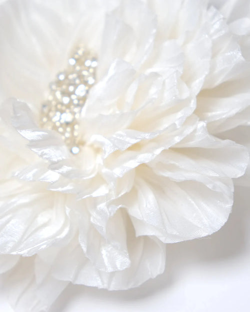 Whote Volumetric Satin & Glass Bead Brooch Paris Katerini Mou