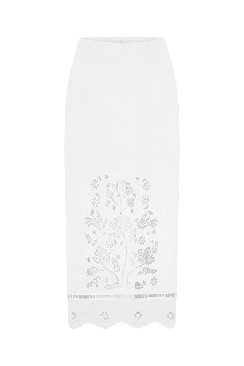 "Tree of life" white cutwork skirt