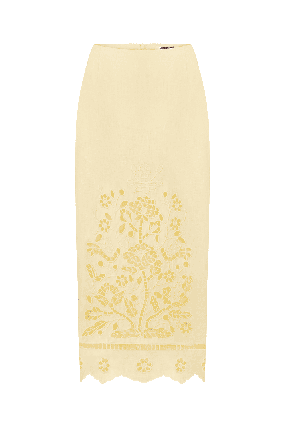 "Tree of life" yellow cutwork skirt