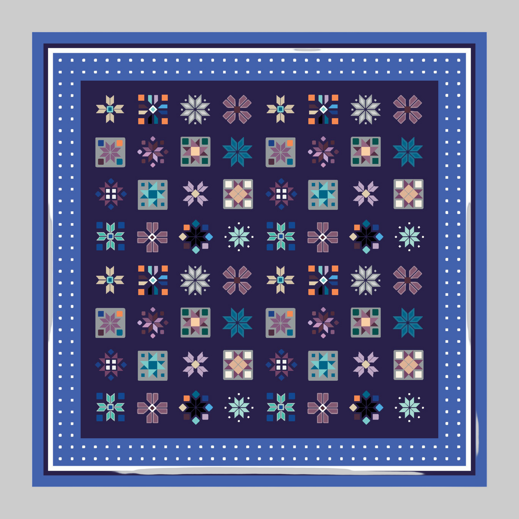 The story of the snowflakes wool and cashmere scarf in blue