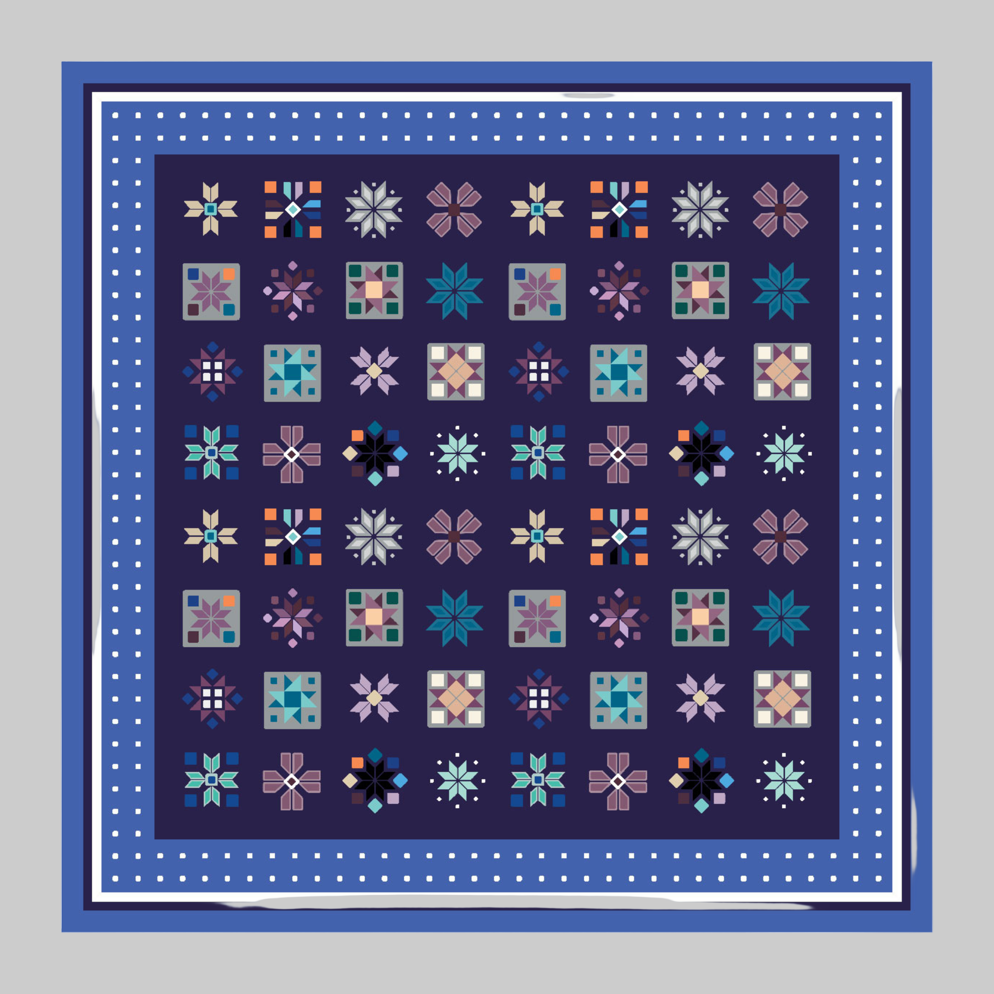 The story of the snowflakes wool and cashmere scarf in blue