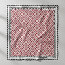 Rozmarin Concept, Silk scarf, white, silk, geometric motif, handmade