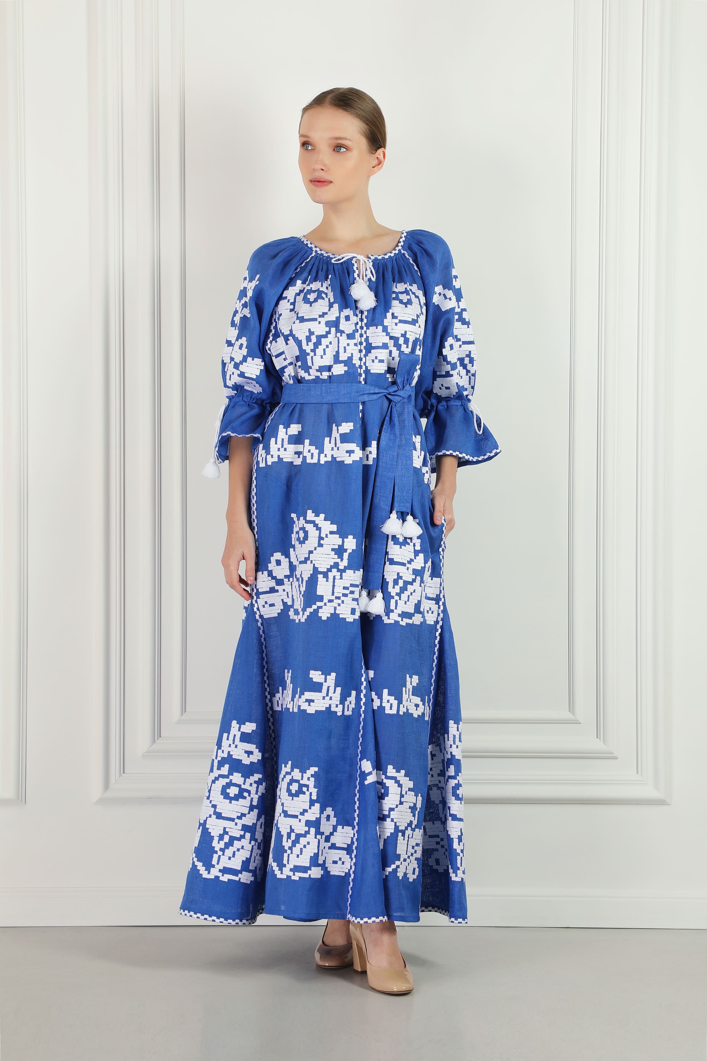 Ocean embroidered maxi dress