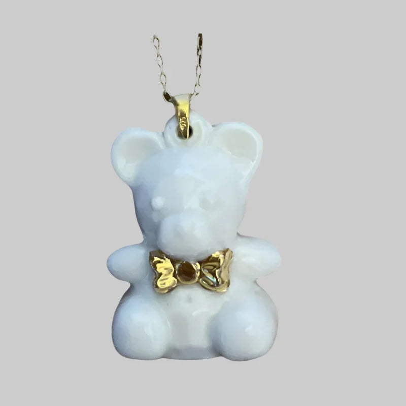Necklace, white, handmade
