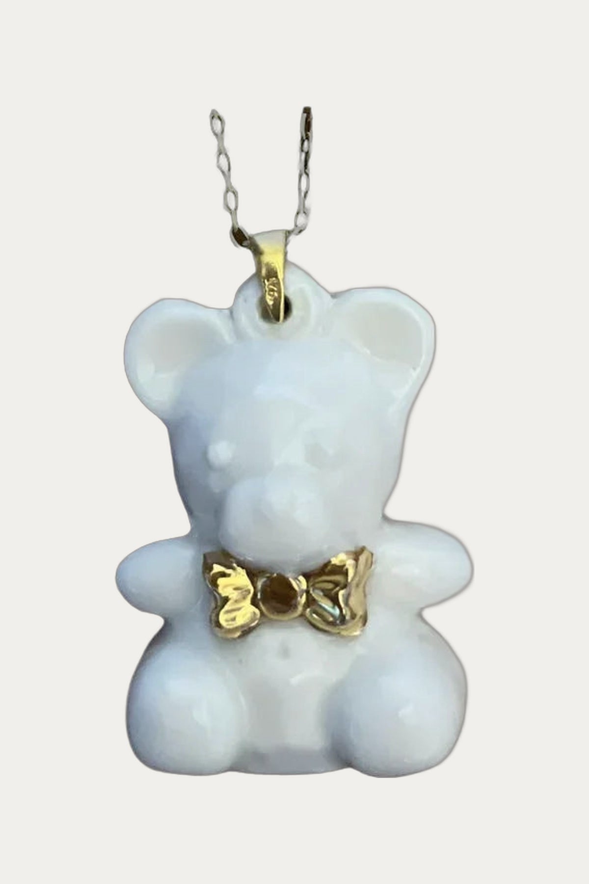 22K Ceramic and Gold Painted Bear Necklace