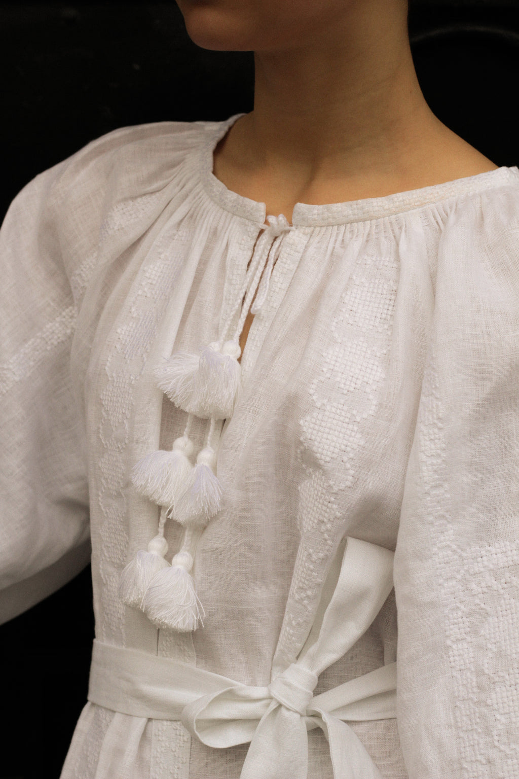 White Chick Embroidered Midi Dress