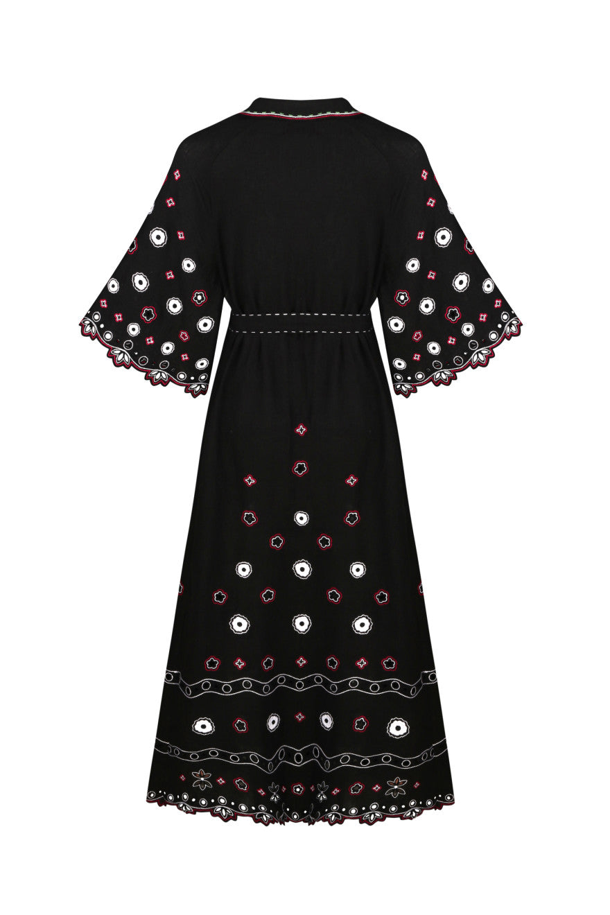 My Sleeping Gypsy – Glass House Embroidered Linen Maxi Dress