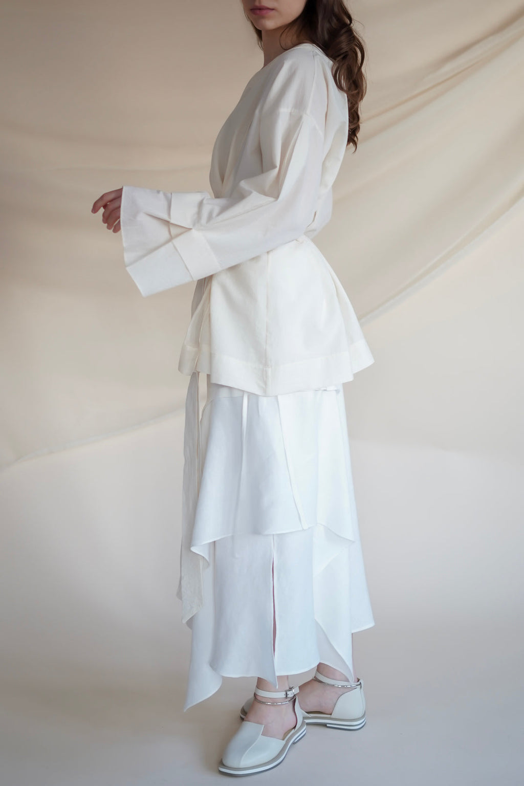 Cămașă Yvoire din Bumbac Natural cu Cordon Poetic Alb