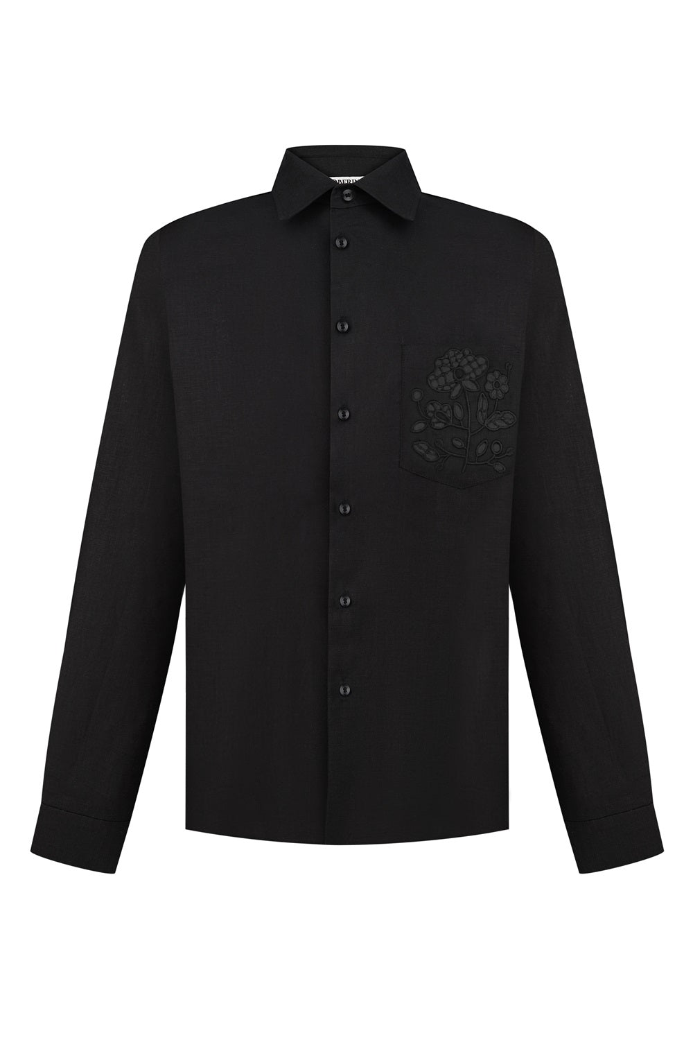 Men Tree Of Life Linen Shirt in Black