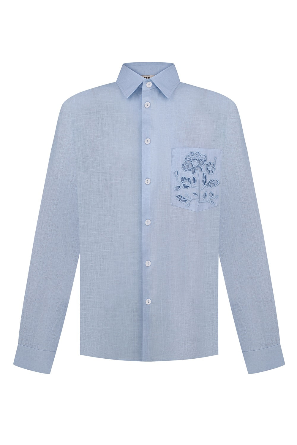 Men Tree Of Life Linen Shirt in Blue