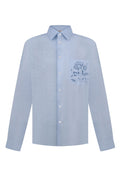 Men Tree Of Life Linen Shirt in Blue