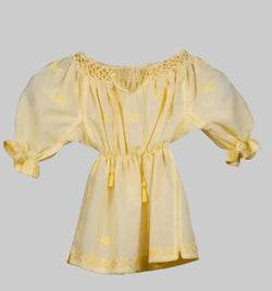Embroidered dress, floral motif, hand-embroidered