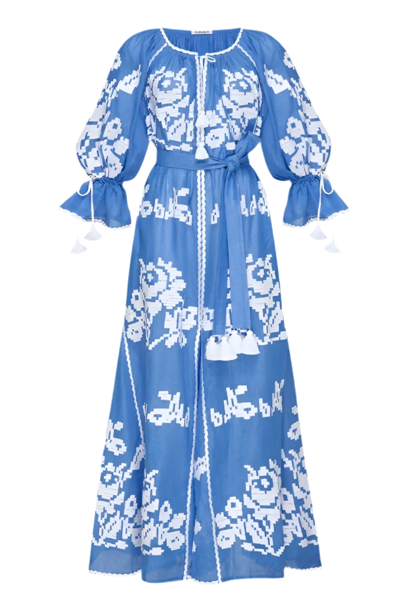 Ocean embroidered maxi dress