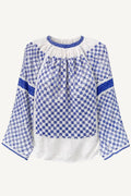 Authentische handbestickte rumänische Bluse in blau