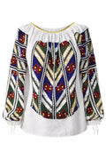 Hand-beaded embellished folk Romanian blouse