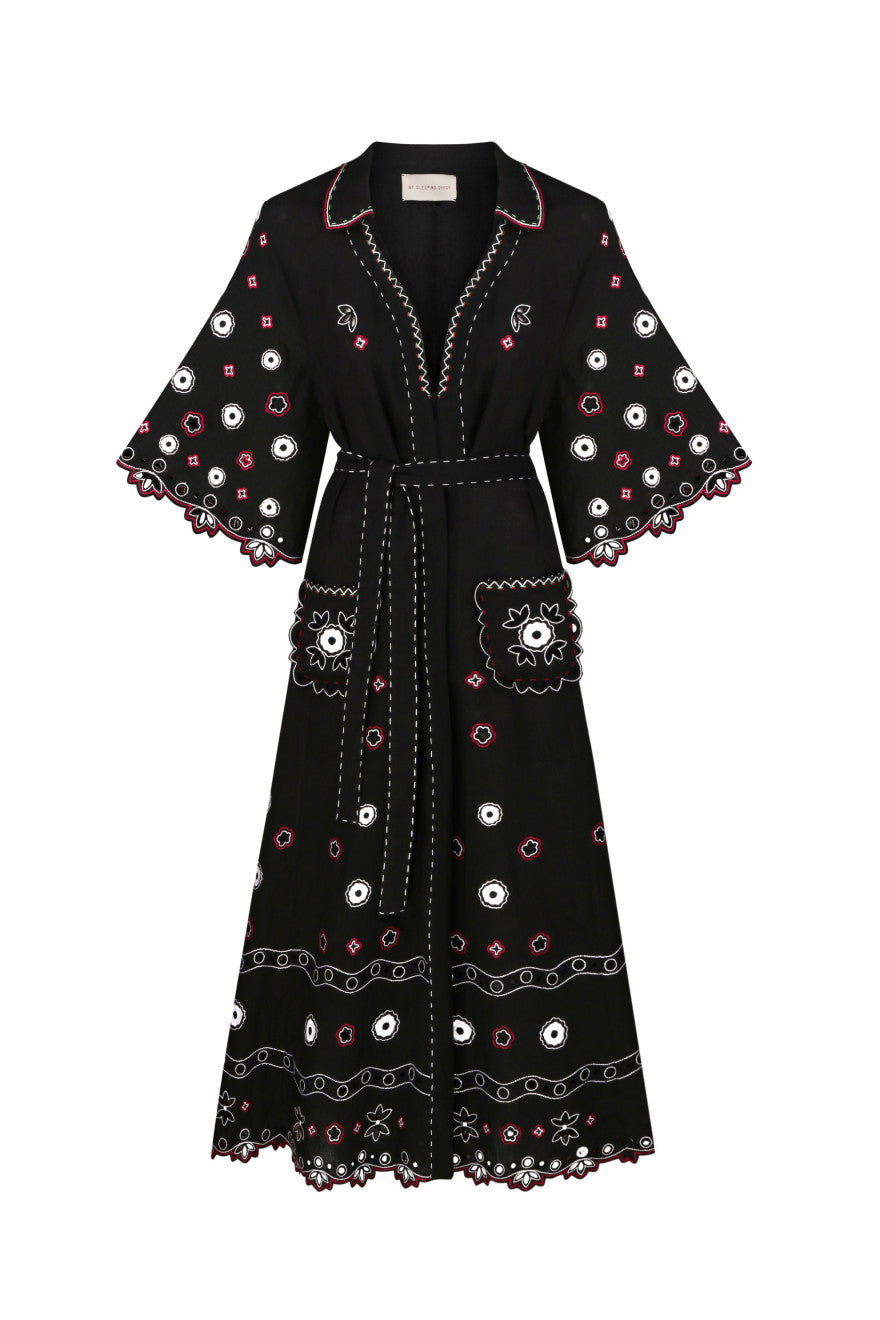 My Sleeping Gypsy – Glass House Embroidered Linen Maxi Dress