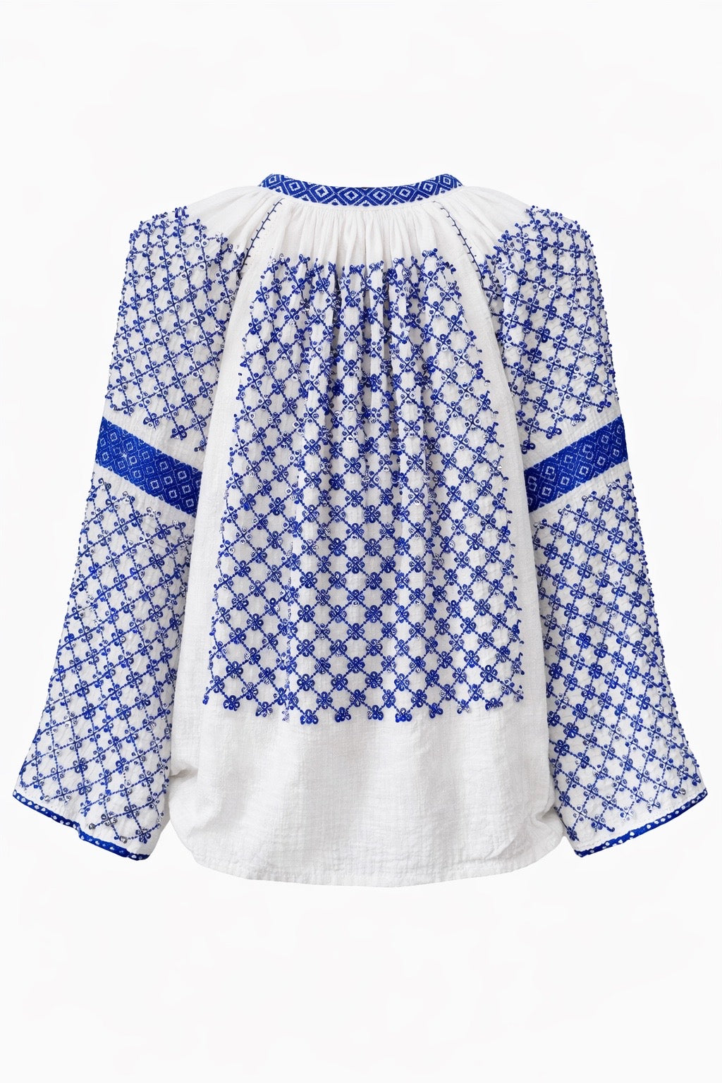 Blue Sequin Romanian Blouse