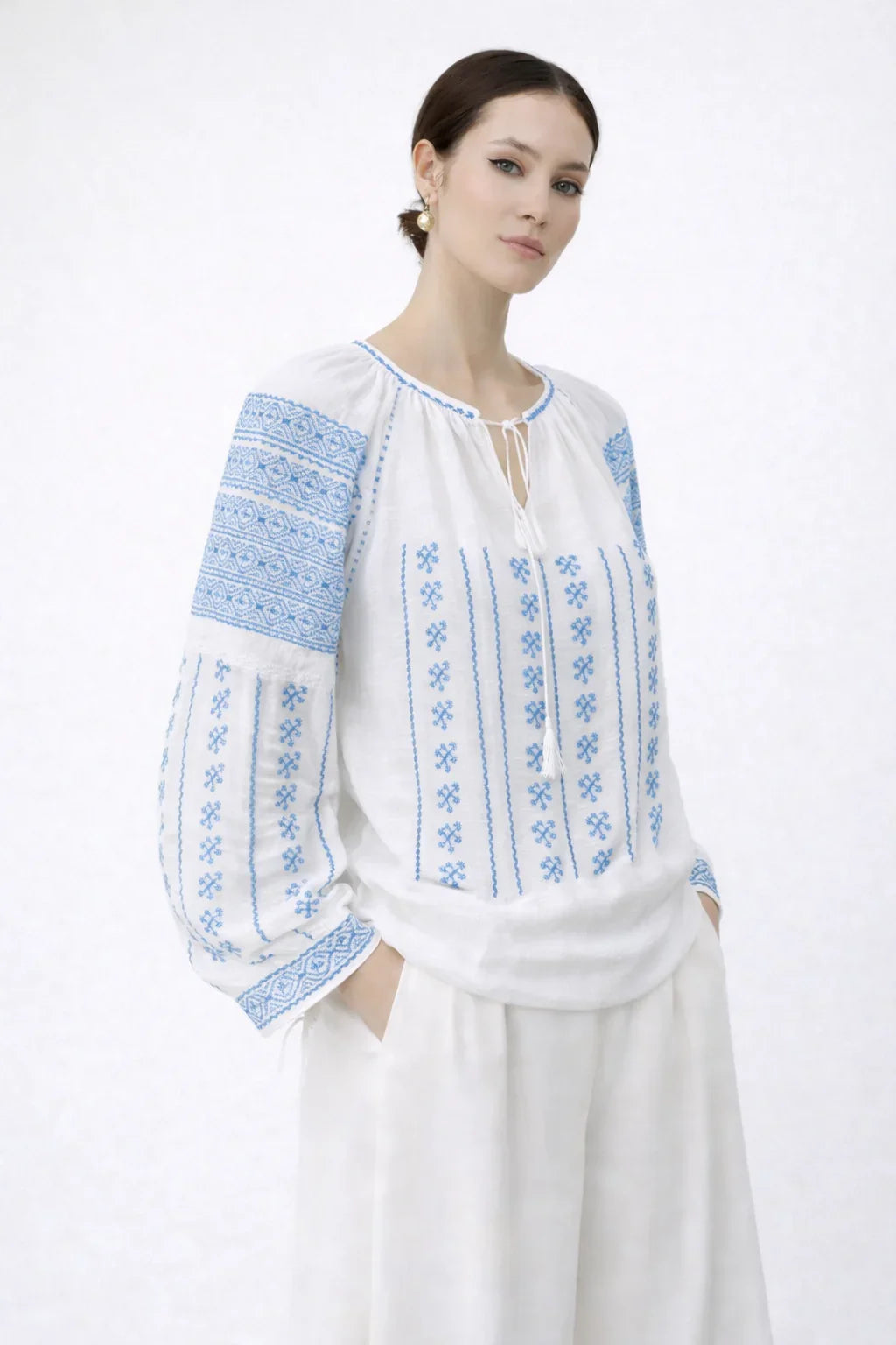 The Celestial Bloom Blouse - Handcrafted Romanian Artisan Embroidery
