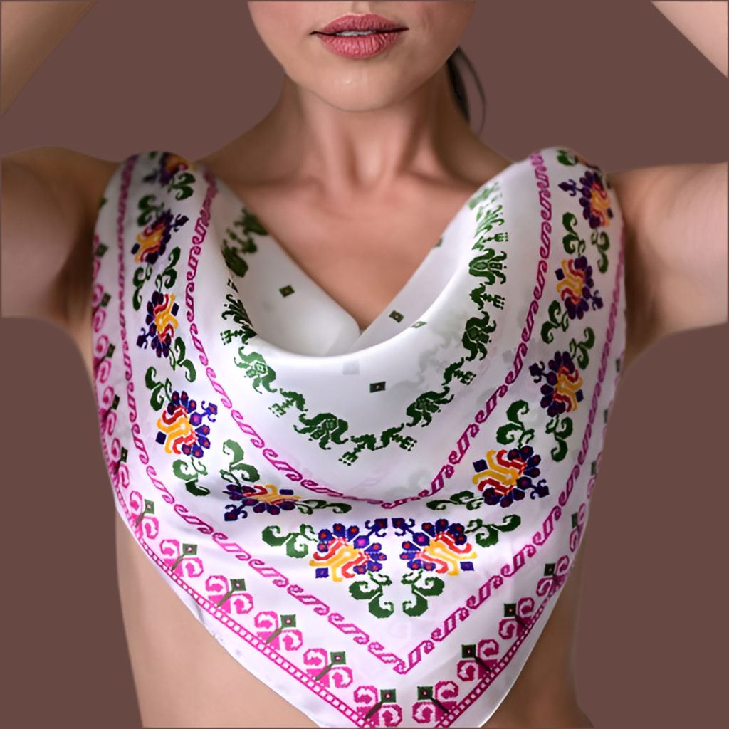 Eșarfă de mătase cu lalele