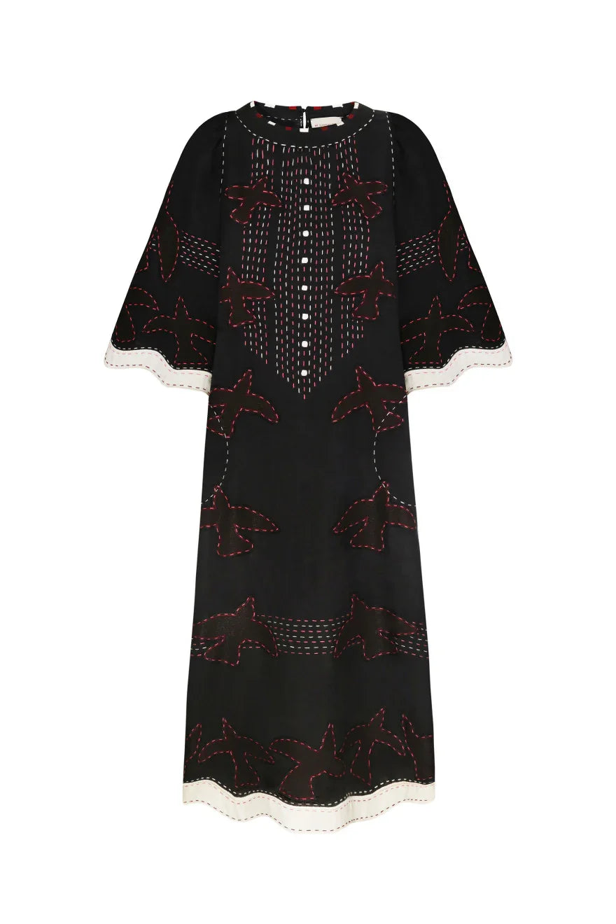 My Sleeping Gypsy, Embroidered dress, black, linen, hand-embroidered (2)