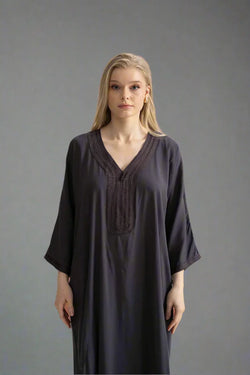 Embroidered dress, gray, hand-embroidered