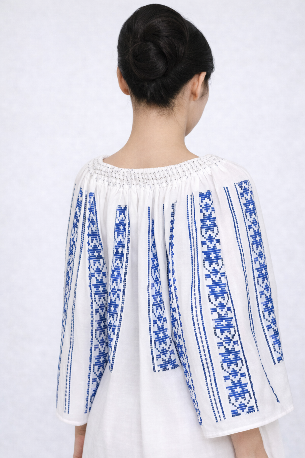 Woven Romanian Blouse in Blue