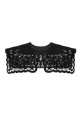 Hand-embroidered Richelieu cutwork detachable collar in black