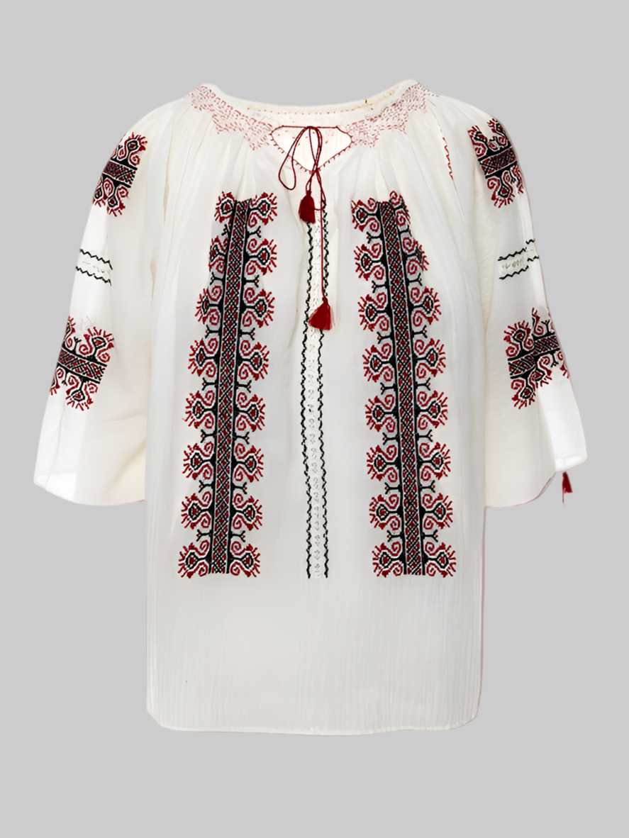 Bluza cu corn de berbec în roșu