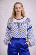 Blue Sequin Romanian Blouse