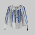 Woven Romanian Blouse in Blue
