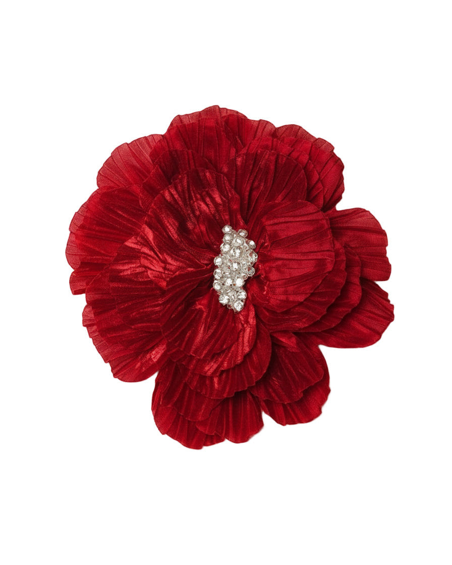 Broșă volumetrică din satin și mărgele de sticlă Paris 