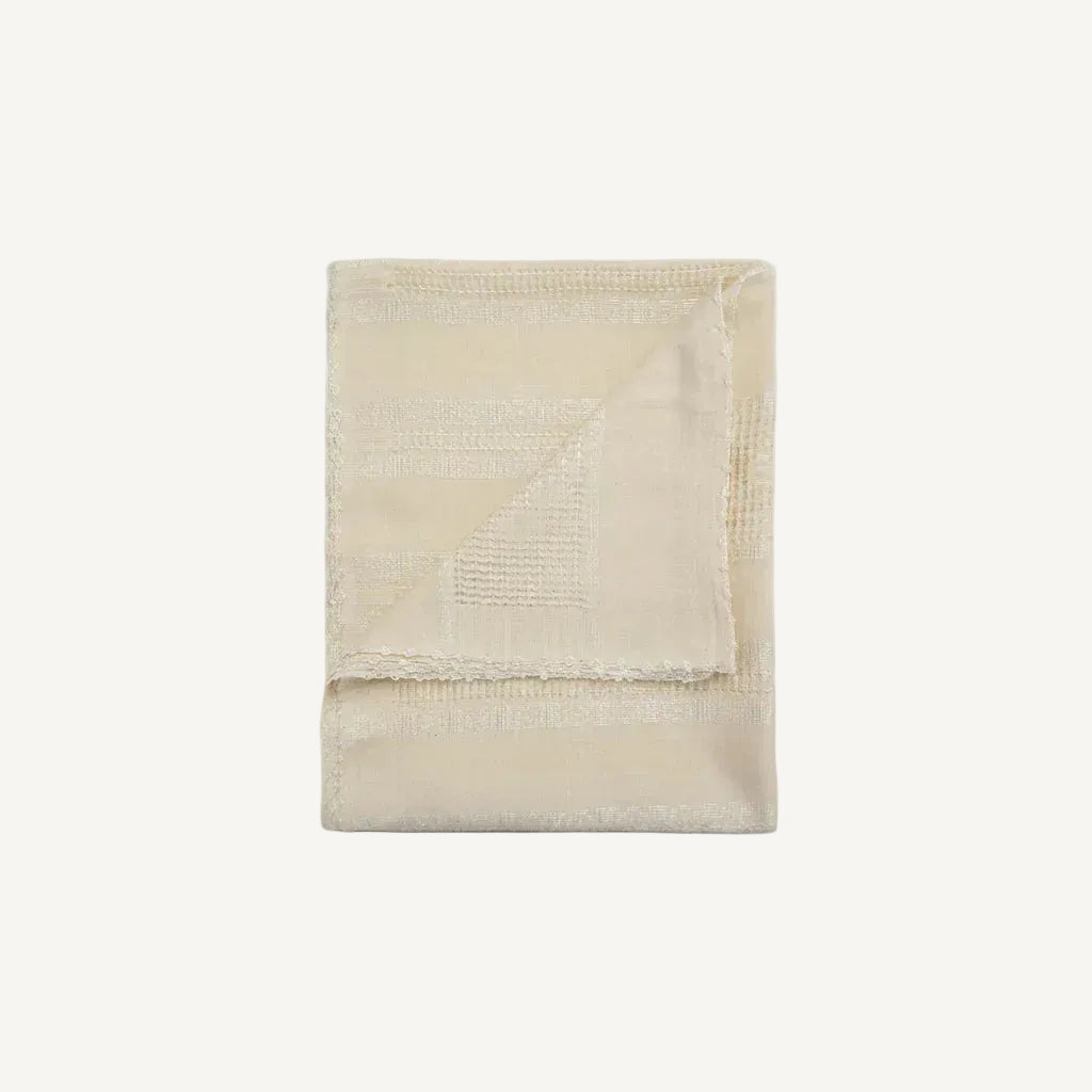 Handwoven tablecloth, beige, cotton, hand-embroidered