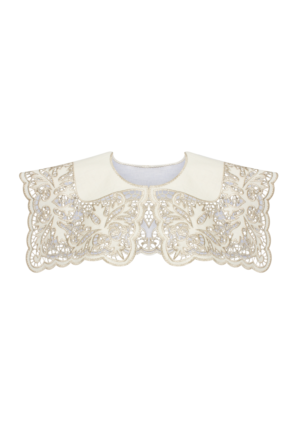 Hand-embroidered Richelieu cutwork detachable collar