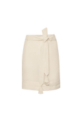 Hand-embroidered folk linen skirt with Richelieu cutwork in ivory