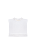 Hand-embroidered Richelieu cutwork linen top in white