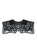 Hand-embroidered Richelieu cutwork detachable collar in black