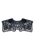 Hand-embroidered Richelieu cutwork detachable collar in navy blue