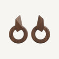 Wooden earrings with circular design Katerini Mou