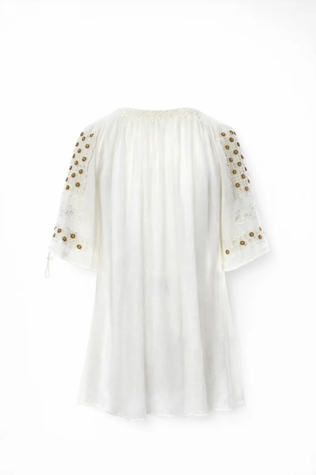 Handmade embroidered Romanian blouse with floral embellishments