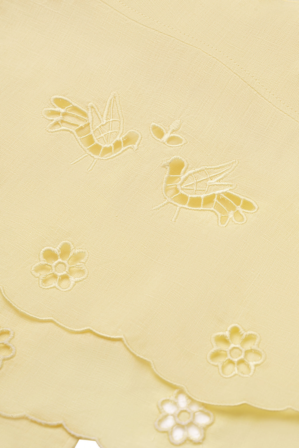 Tree Of Life Embroidered Yellow Cutowork  Top