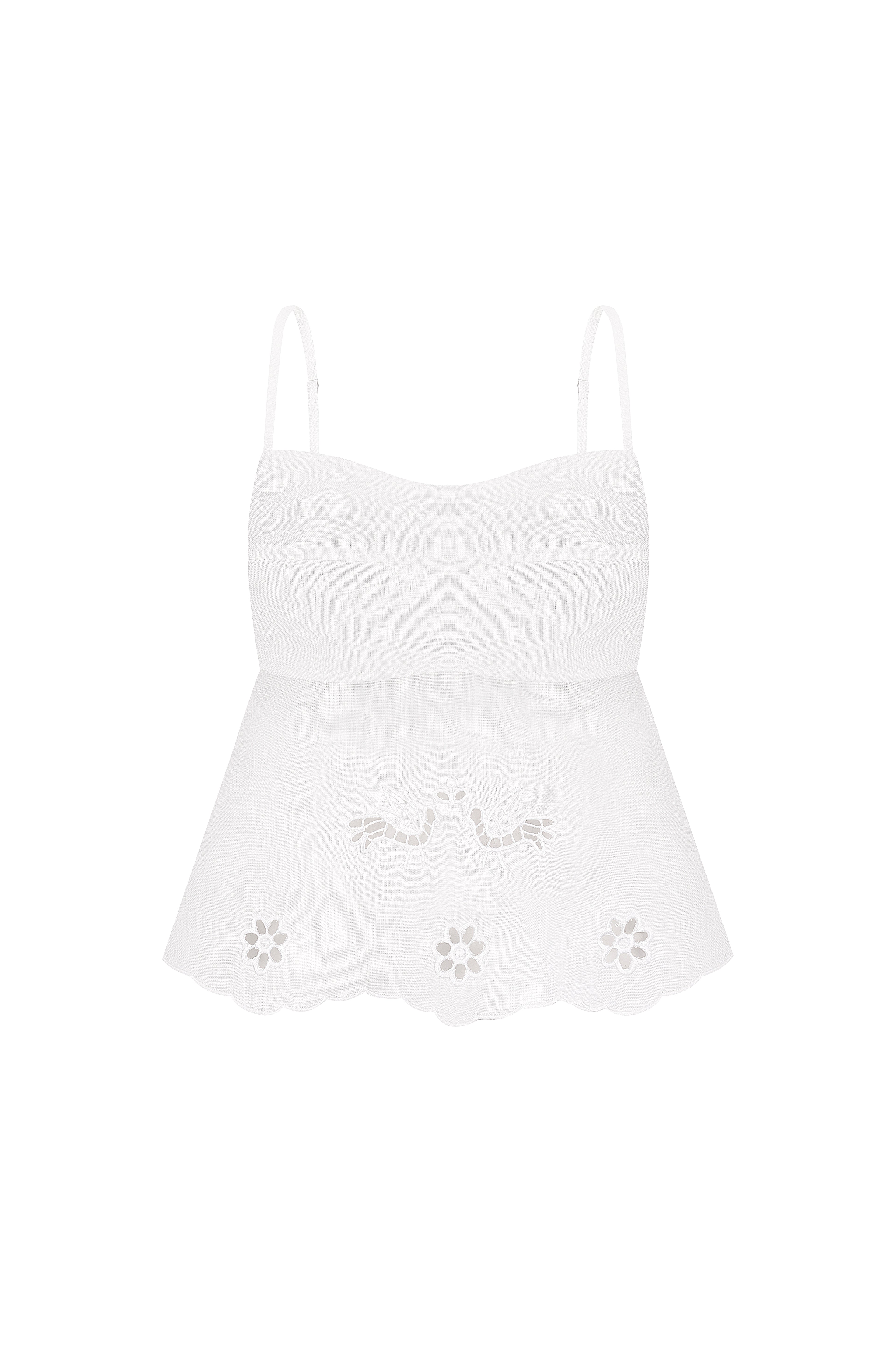 Tree Of Life Embroidered White Cutowork Top