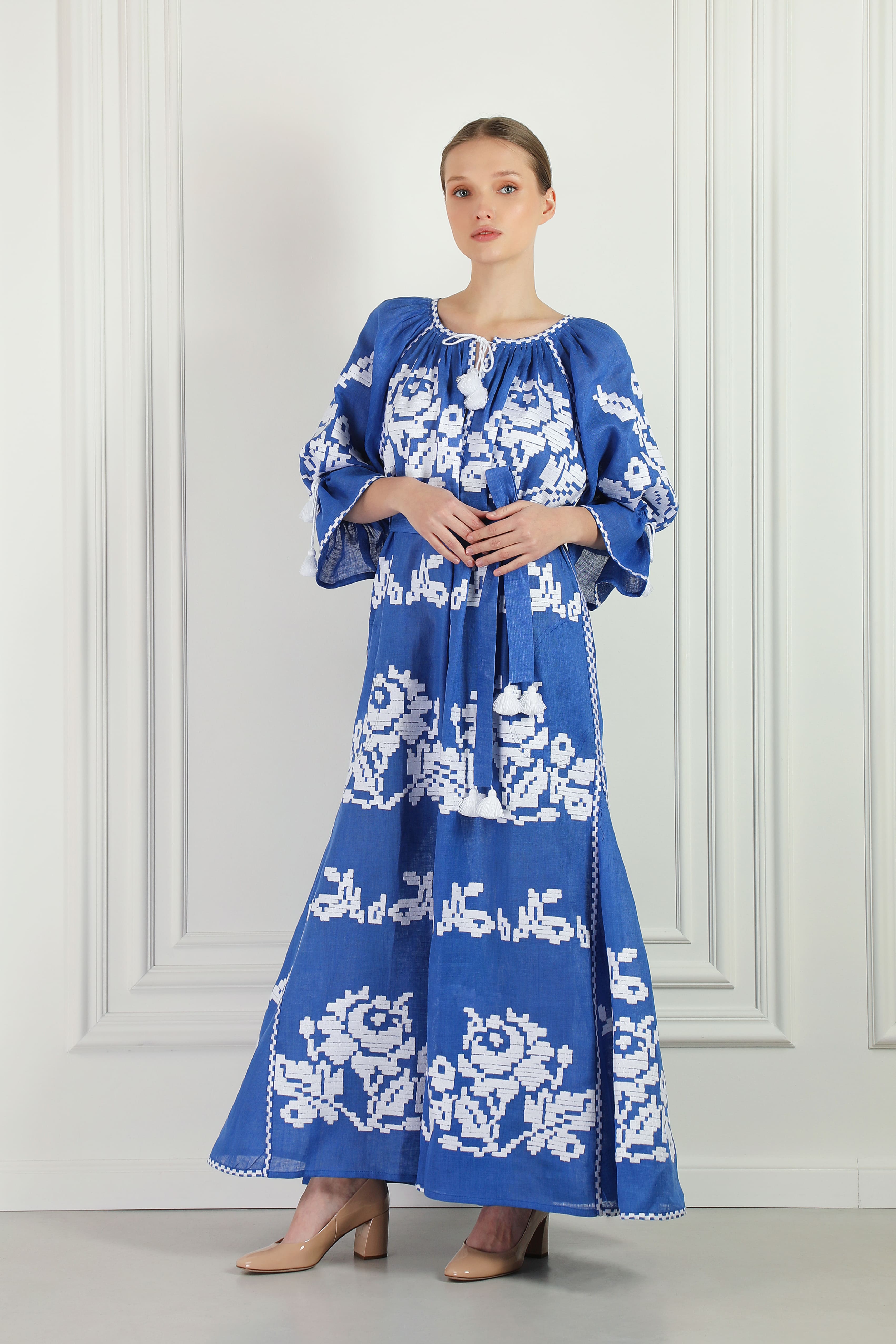 Ocean embroidered maxi dress