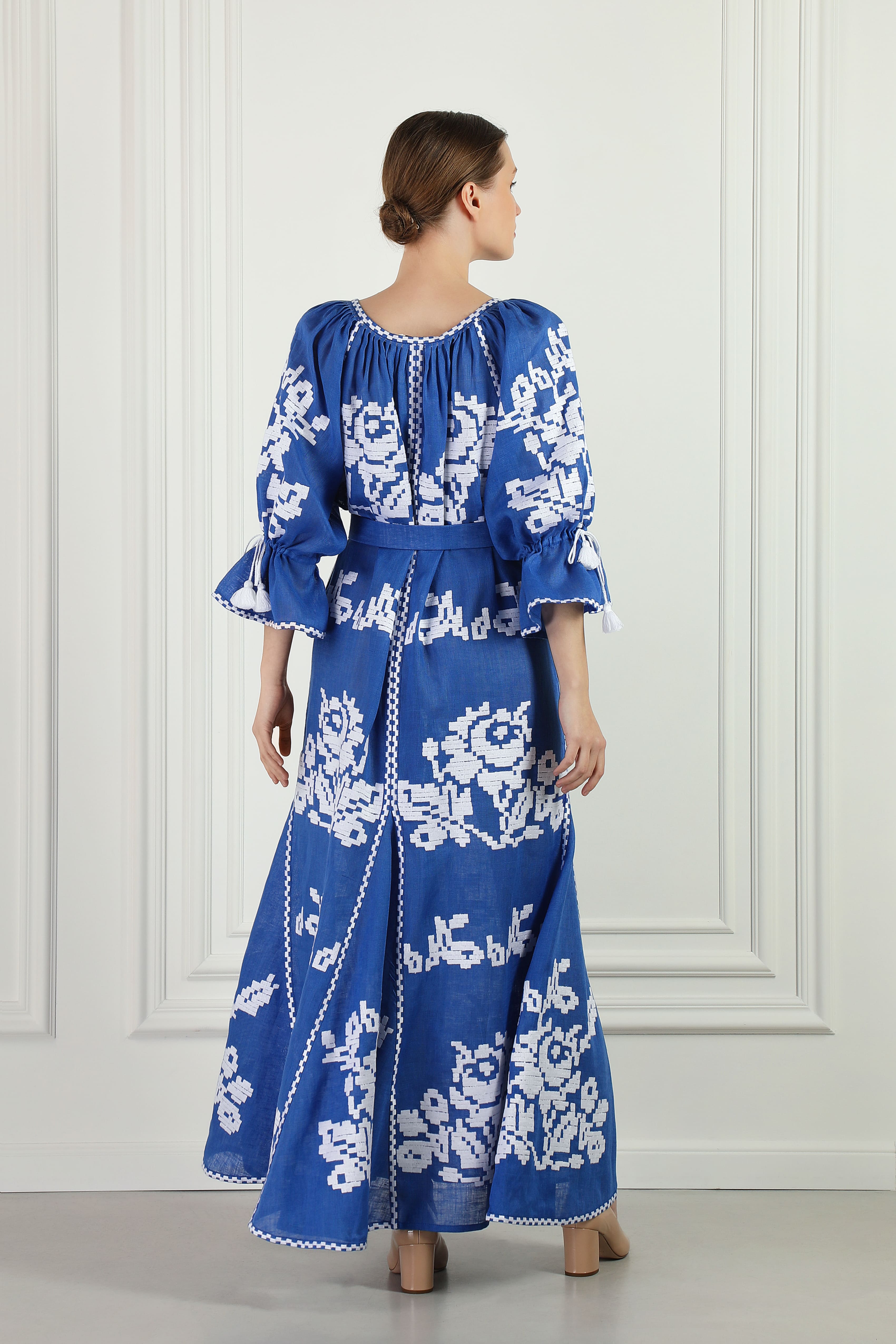 Ocean embroidered maxi dress