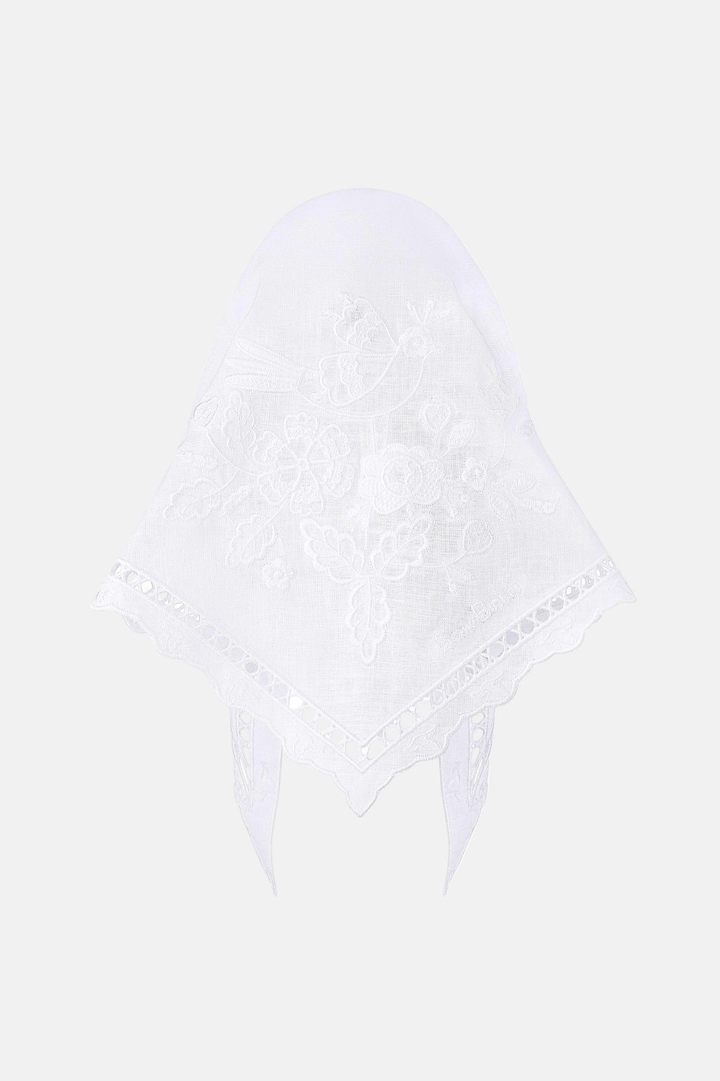White lace handkerchief on a white background