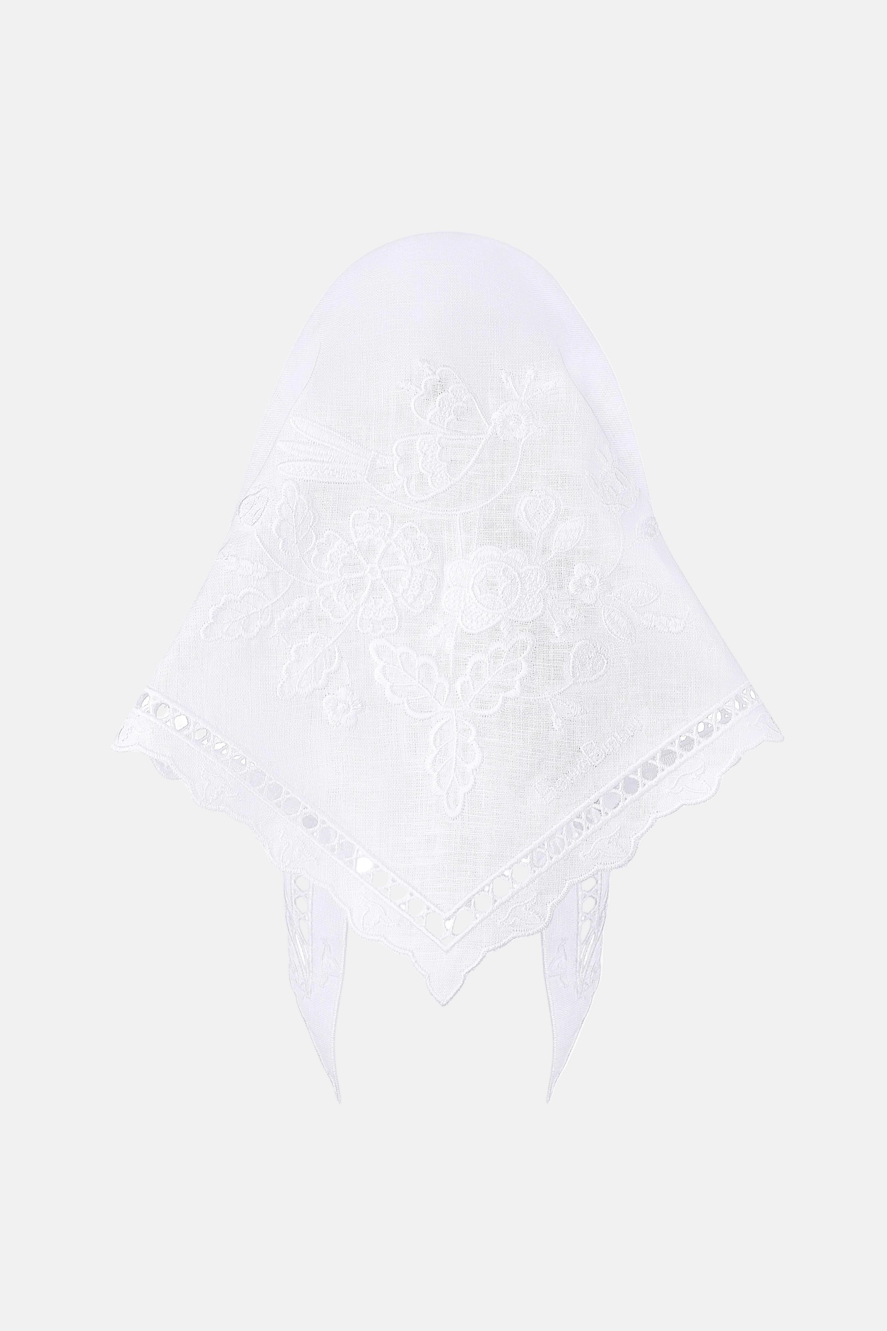 White lace handkerchief on a white background